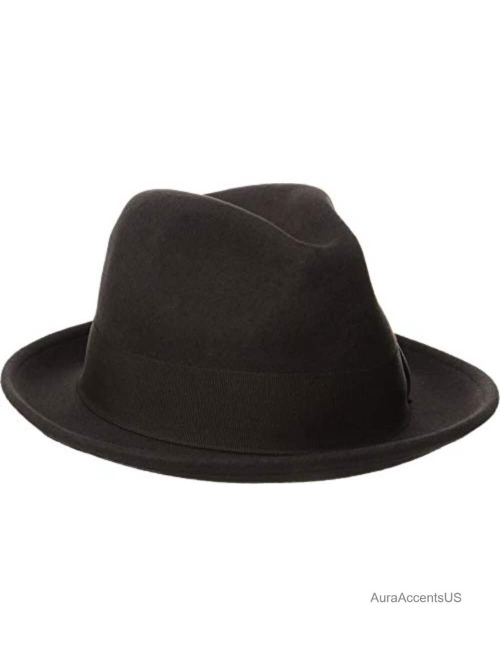 Wool Felt Pinch Front Fedora Hat 2 Inch Brim Satin Lined Vintage Style